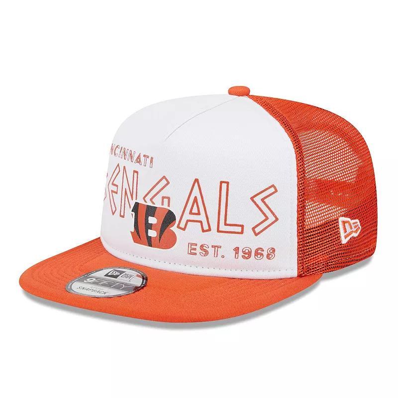 Mens New Era White Cincinnati Bengals Banger 9FIFTY Trucker Snapback Hat - White Product Image