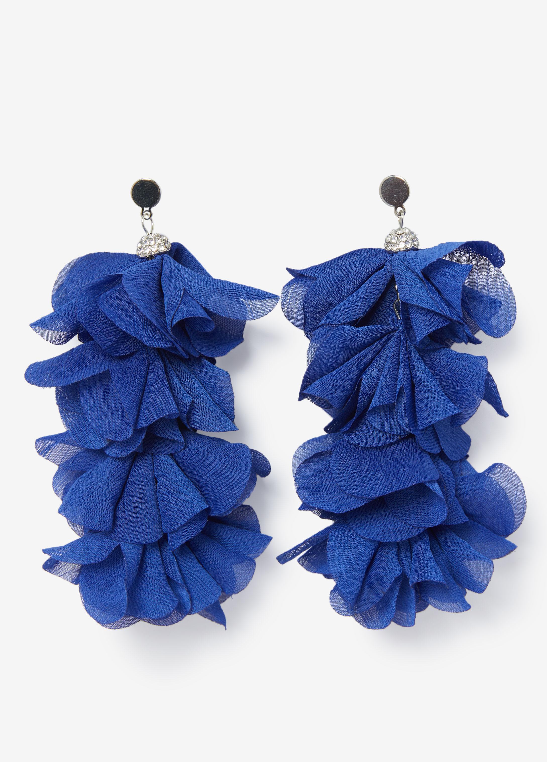 Plus Size Crystal And Chiffon Petal Earrings Ashley Stewart Product Image