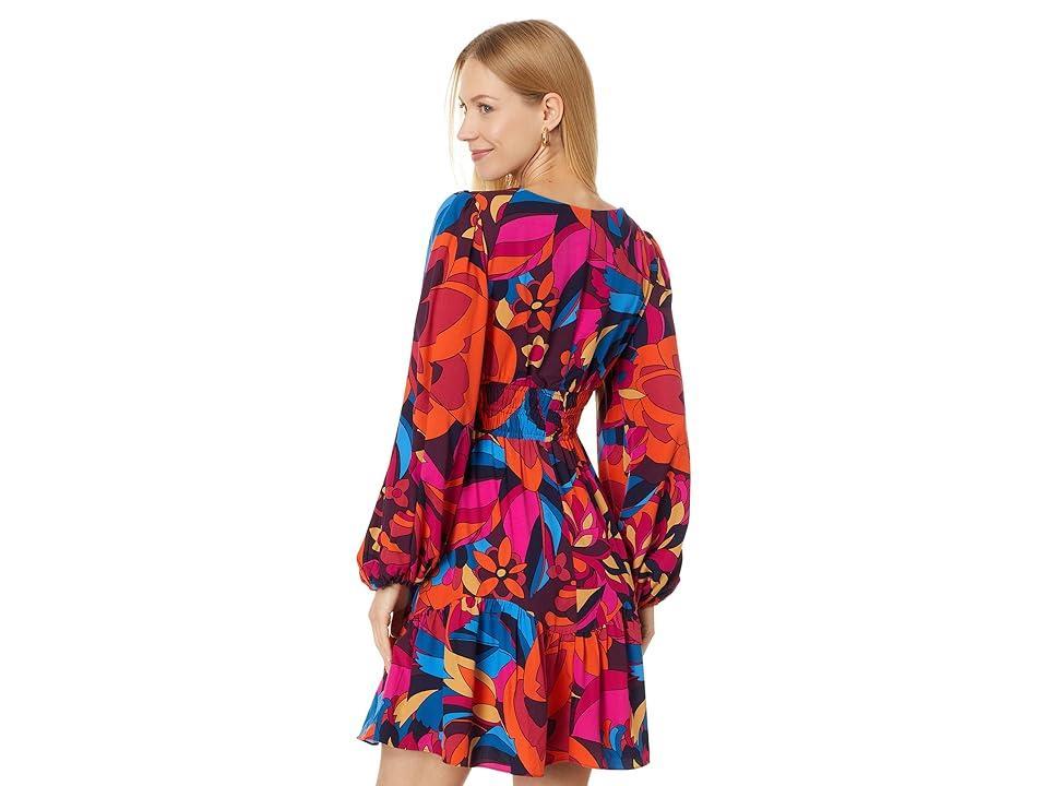 Adrianna Papell Printed Short Flounce Dress (Berry Multi) Women's Dress Product Image