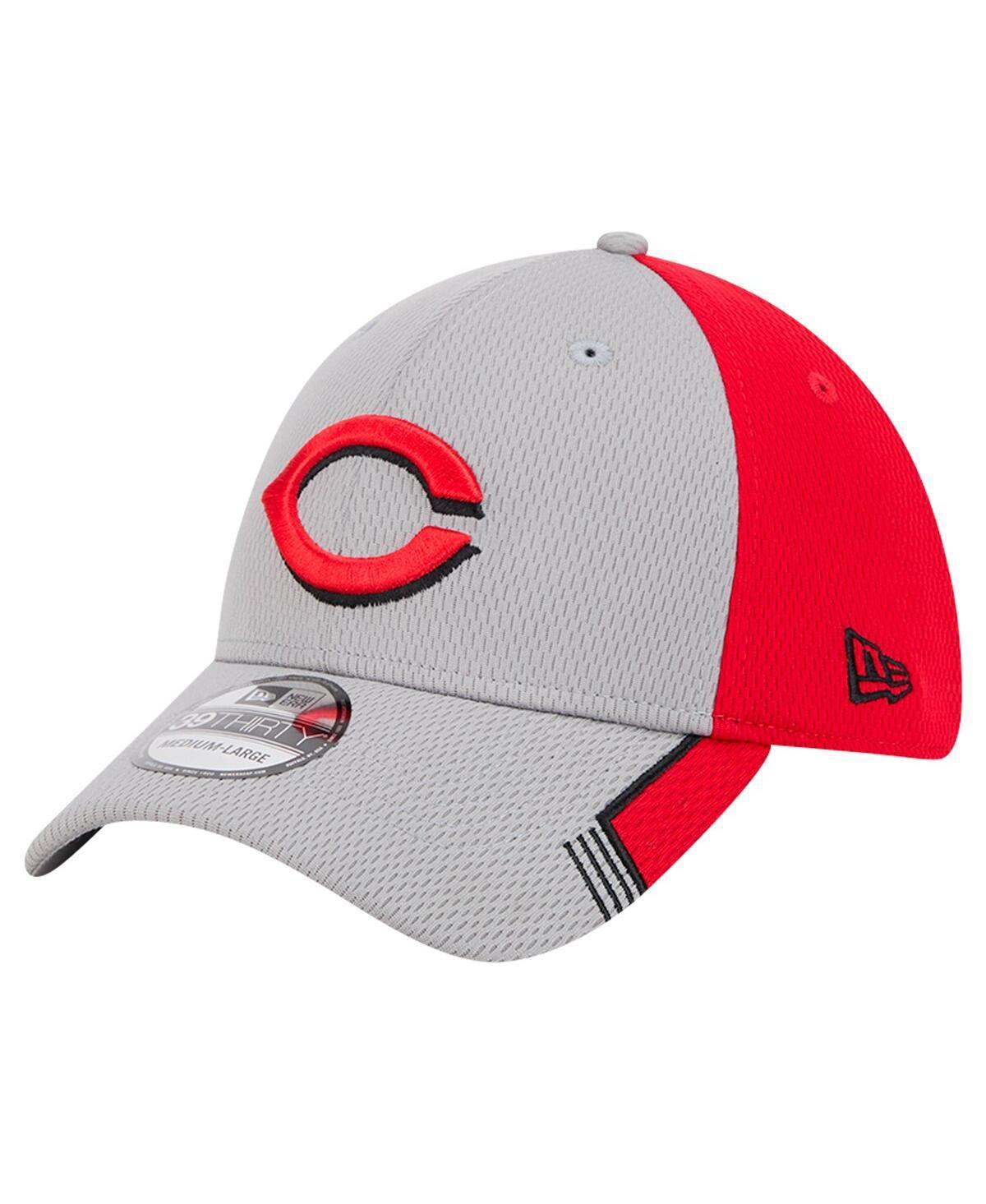 New Era Mens Gray Cincinnati Reds Visor Trim 39THIRTY Flex Hat - Gray, Red Product Image