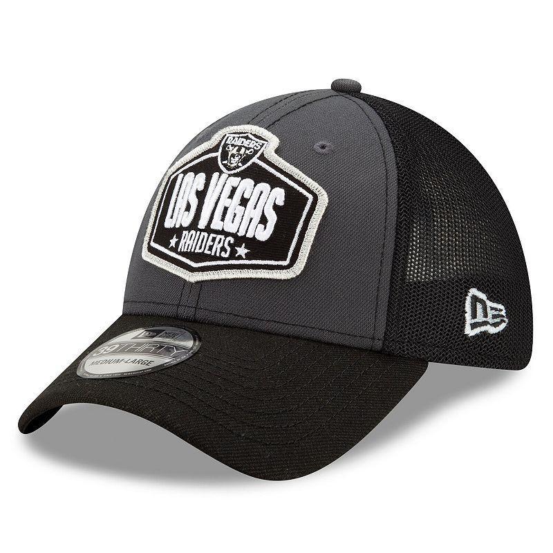 Mens New Era Graphite/Black Las Vegas Raiders 2021 NFL Draft Trucker 39THIRTY Flex Hat Product Image