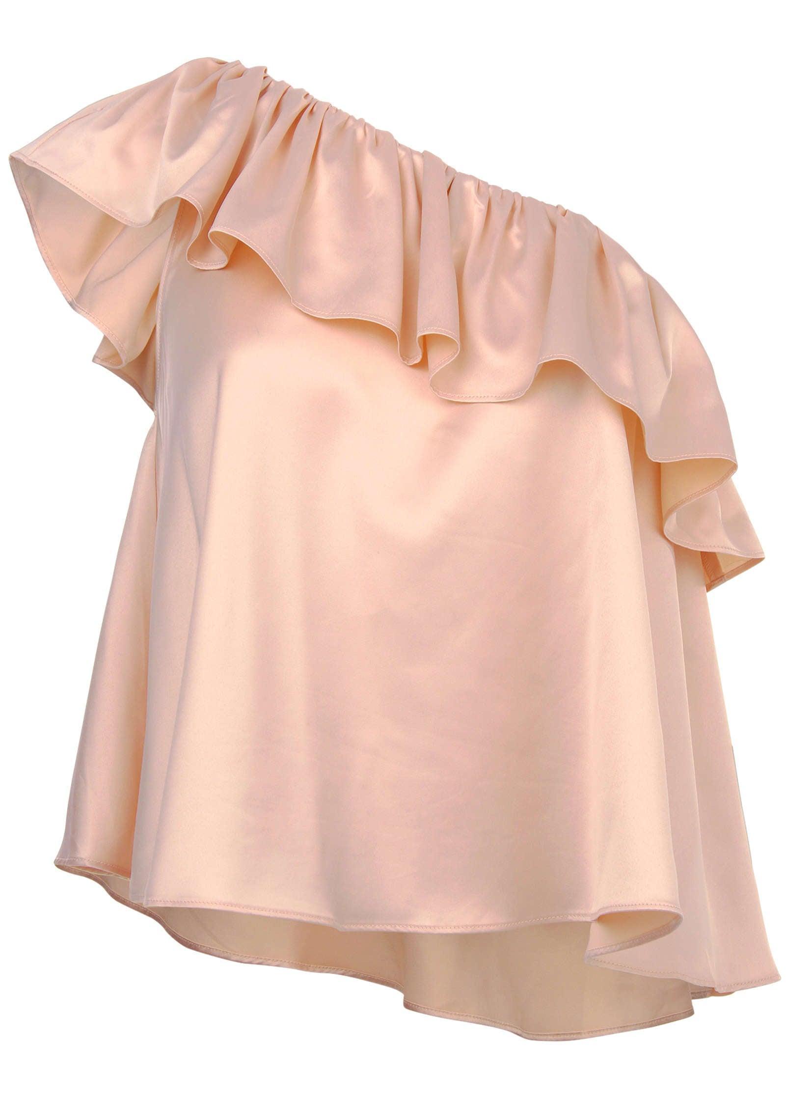 One Shoulder Ruffle Top - Blush Product Image