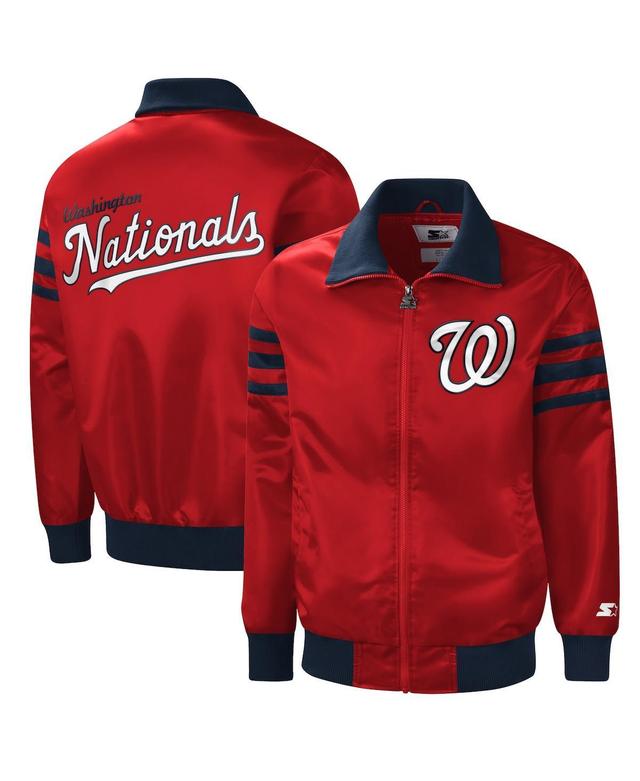 Mens Starter Red Washington Nationals The Captain Ii Full-Zip Varsity Jacket Product Image