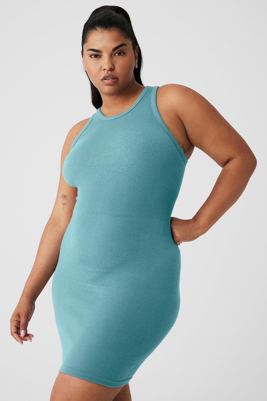 Seamless Ribbed Warm Nights Dress - Teal Agate Product Image