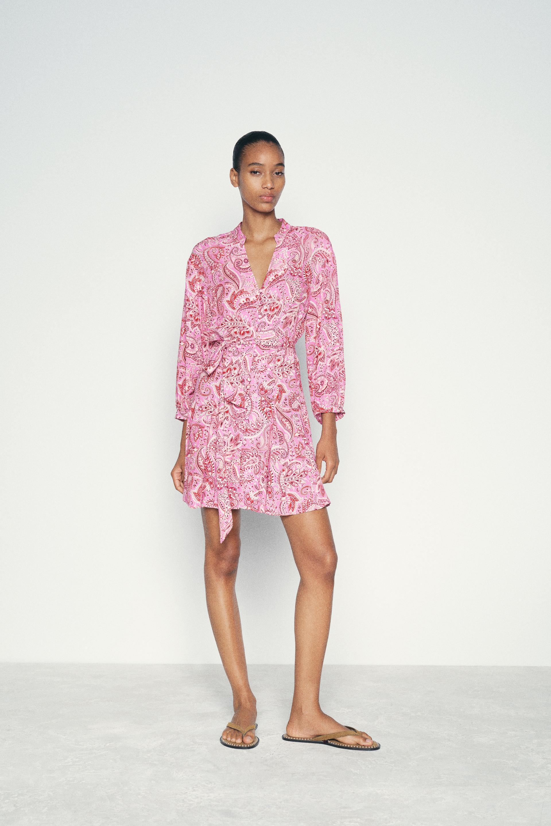 BELTED PRINTED SHORT DRESS Product Image