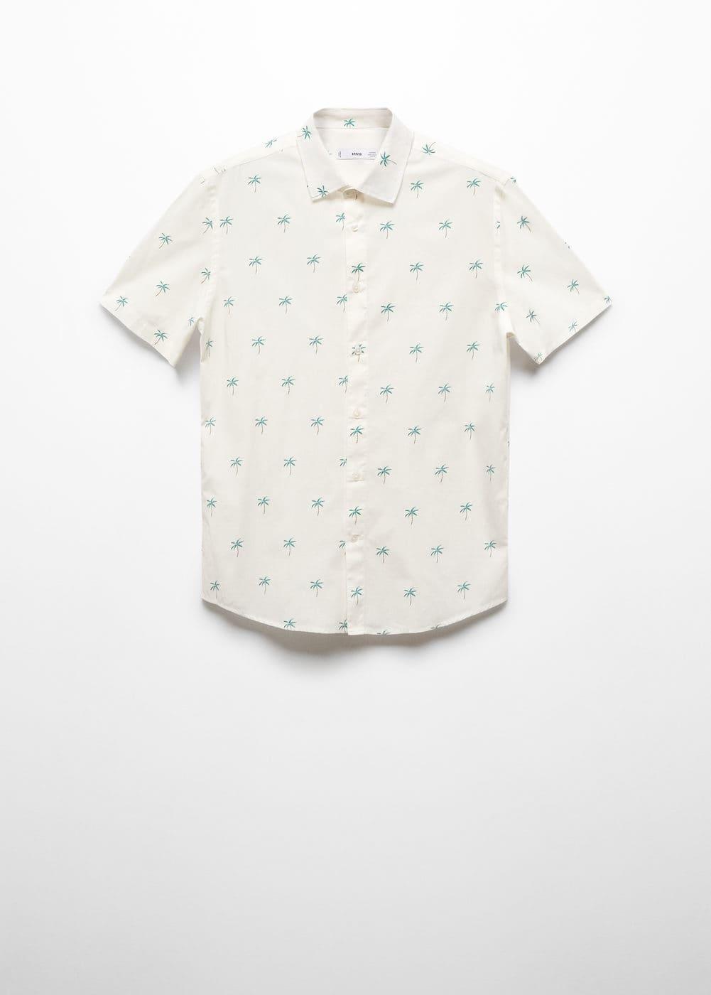 MANGO MAN - Palm print cotton shirt whiteMen Product Image