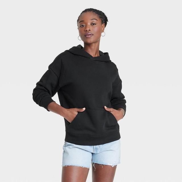 Womens Leisure Studio Hooded Pullover Sweatshirt - Universal Thread Black XS Product Image