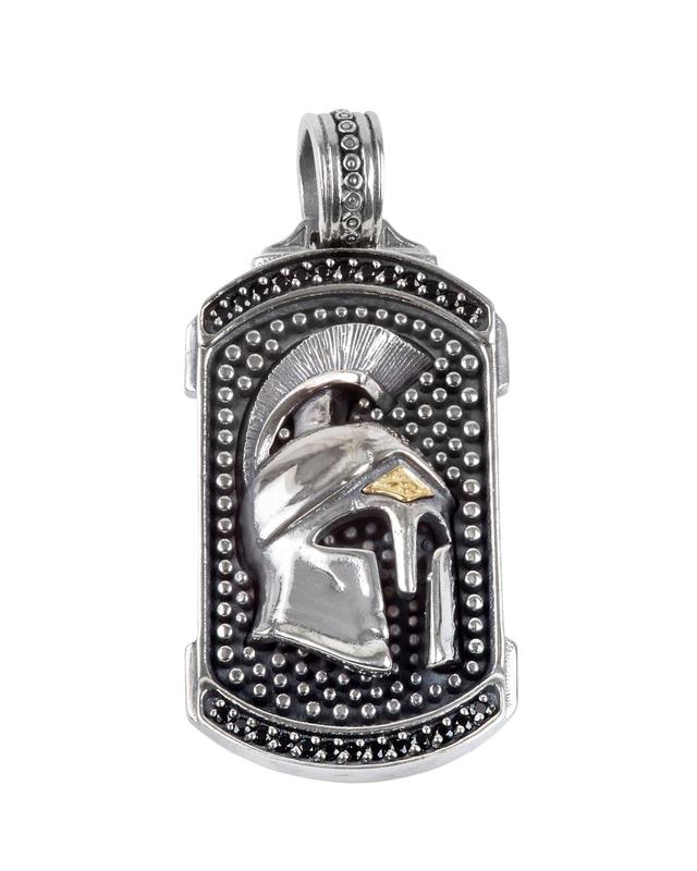 Mens Roman Helmet Rectangular Pendant Product Image