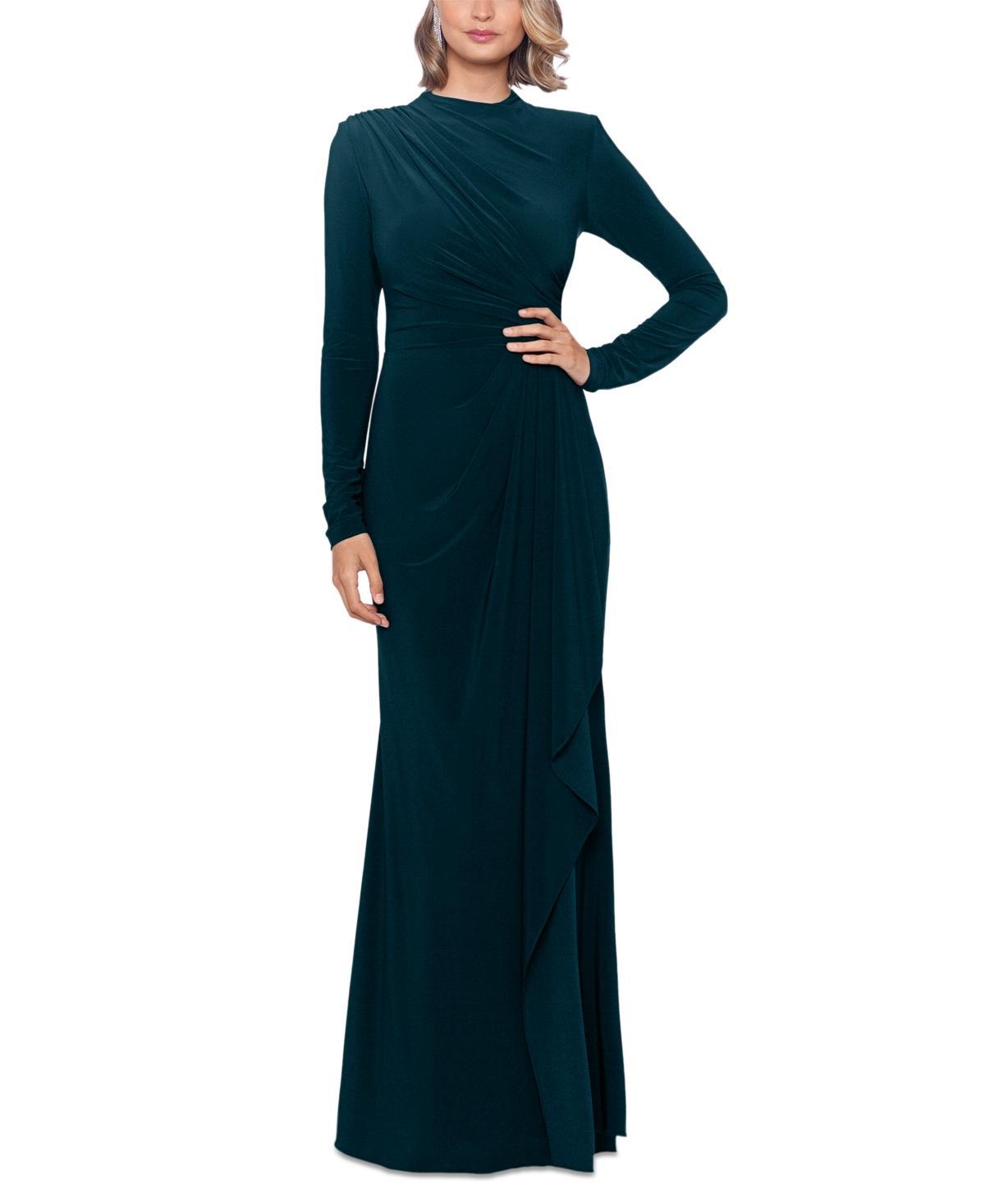 Betsy & Adam Womens Ruched Slit Long-Sleeve Dress Product Image