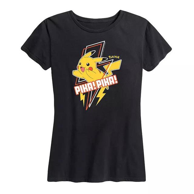 Plus Pokemon Pika Pika Graphic Tee, Womens Heather Grey Product Image