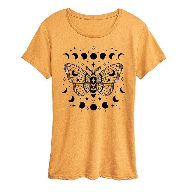 Womens Luna Moth Graphic Tee, Girls Grey Golden Meadow Product Image