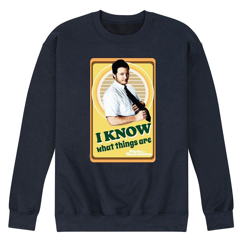 Mens Parks And Recs I Know What Things Fleece Sweatshirt Product Image