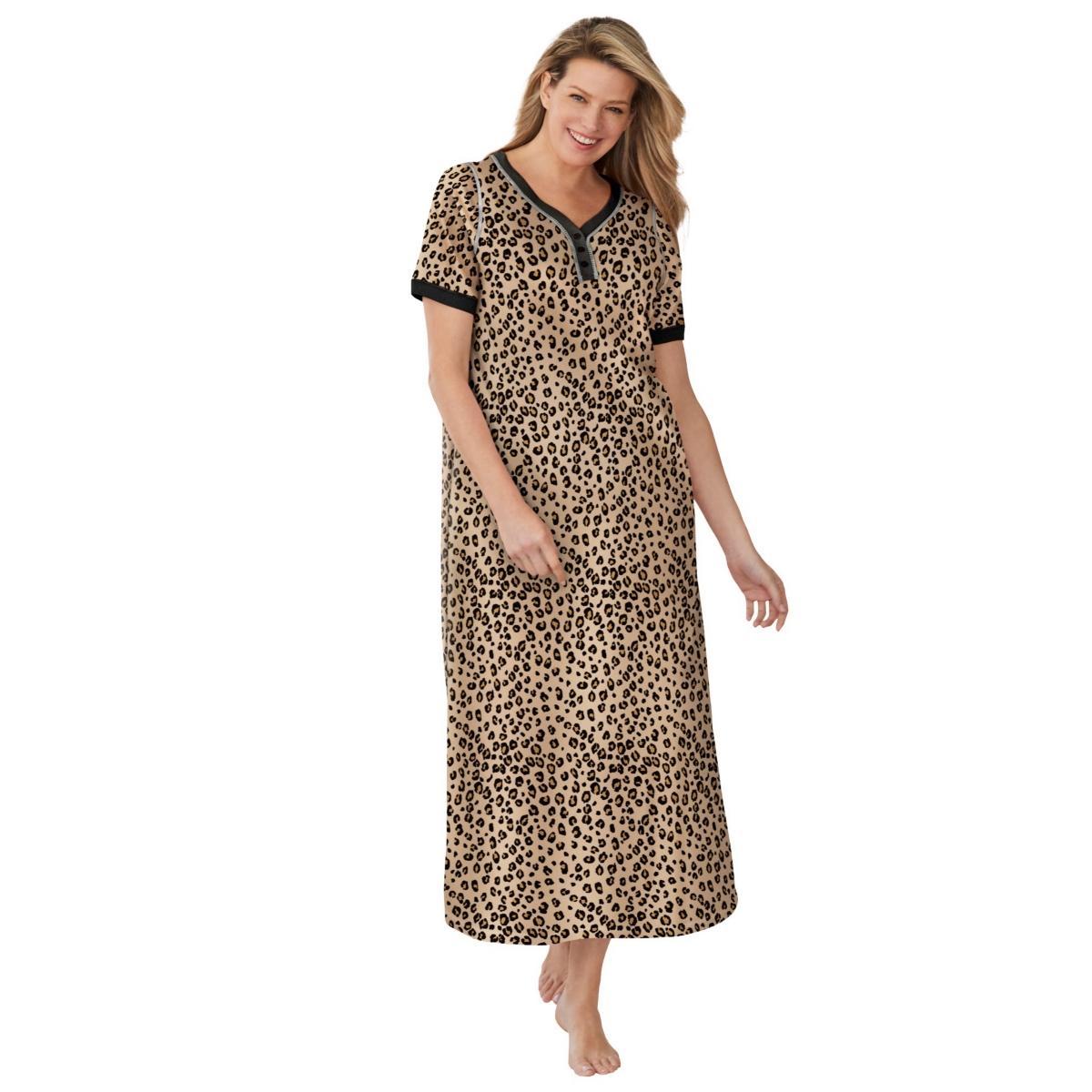 Dreams & Co. Womens Long Henley Sleepshirt Product Image