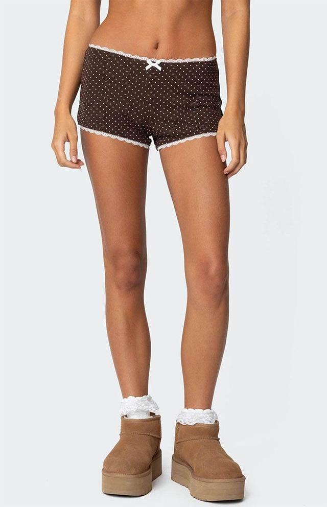 Edikted Womens Juliana Polka Dot Ribbed Shorts Product Image