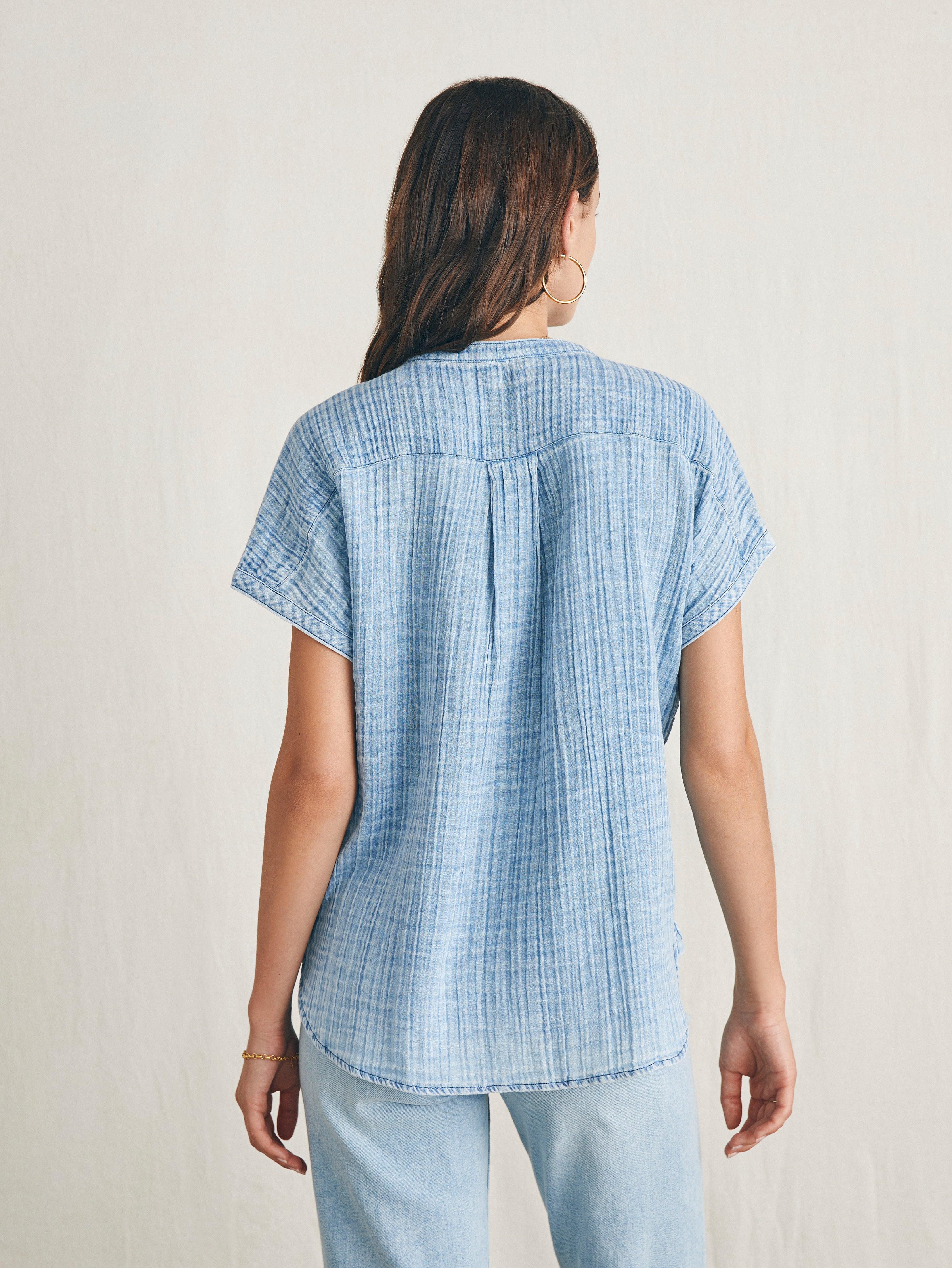 Dream Cotton Gauze Desmond Top - Light Indigo Wash Female Product Image