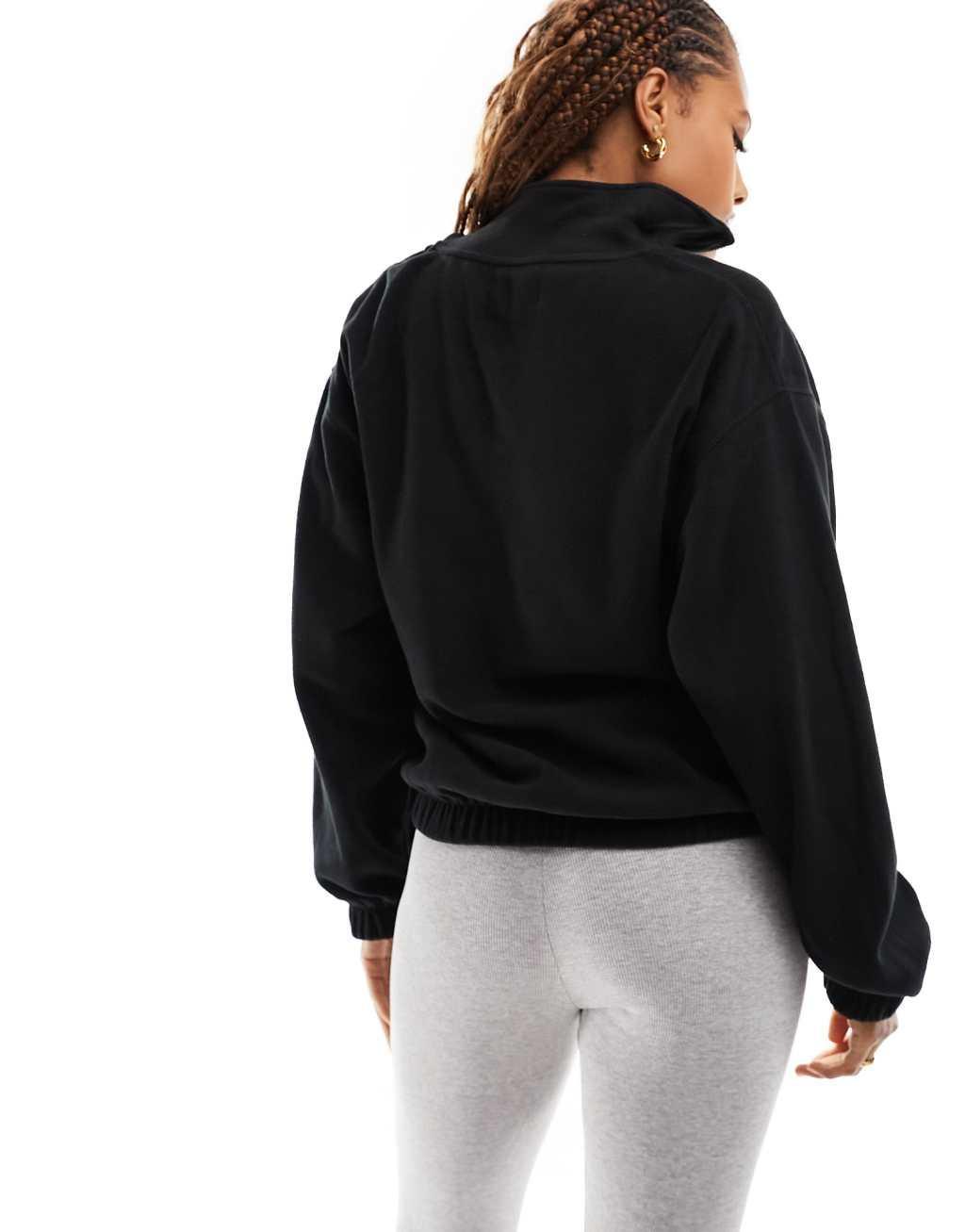 ASOS DESIGN half zip fleece in black Product Image