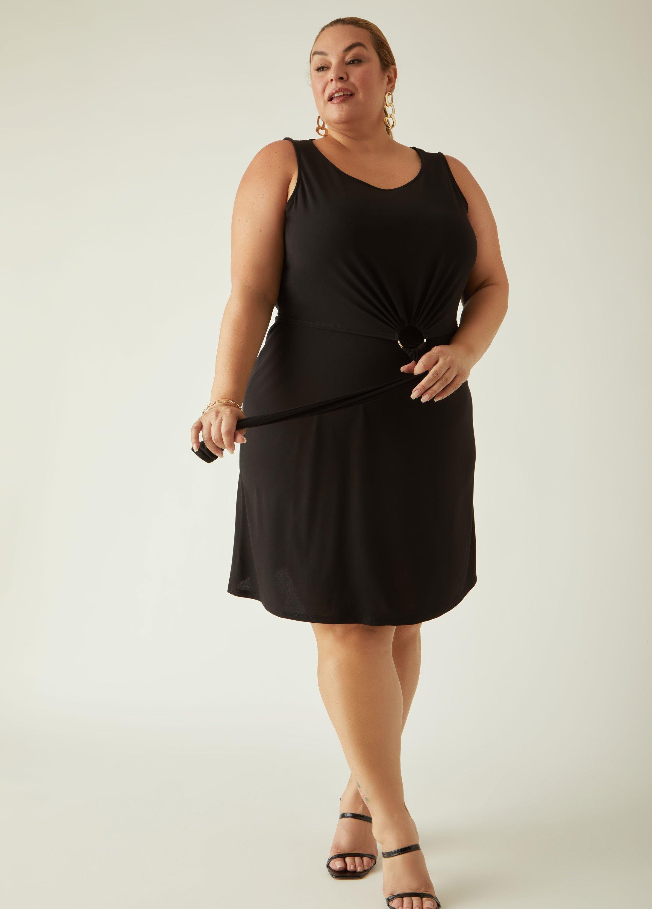 Plus Size Layered Ring Detailed Dress Ashley Stewart Product Image