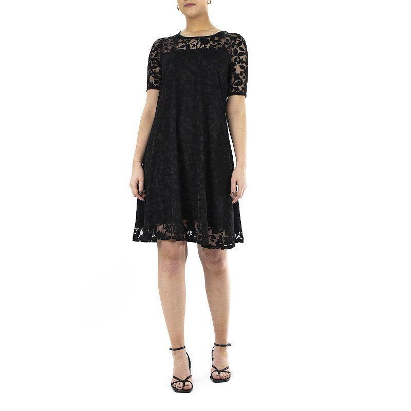 Womens Nina Leonard Burnout-Lace Swing Dress Product Image