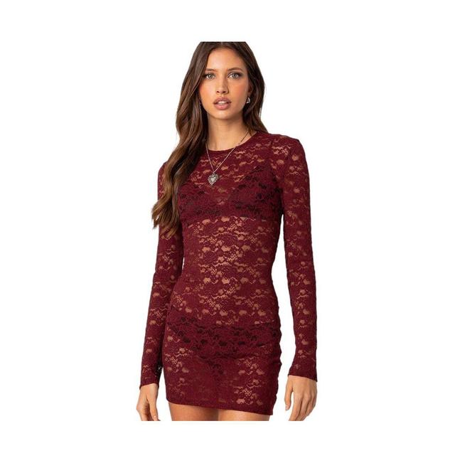 EDIKTED Surreal Sheer Lace Minidress Product Image