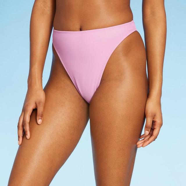 Womens Mid-Waist Extra High Leg Cheeky Bikini Bottom - Wild Fable Light Pink S Product Image