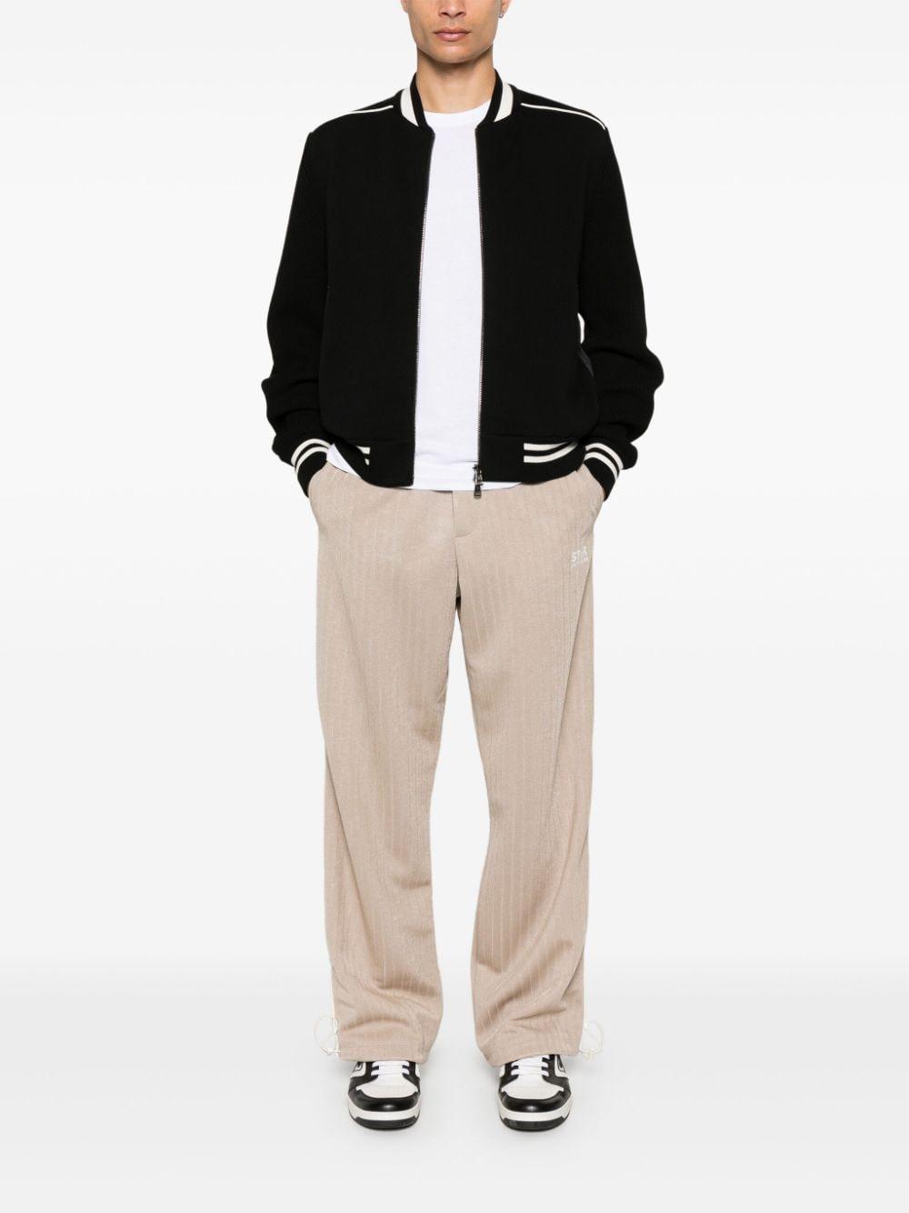 Padded-panel Zip-up Cardigan In Black Product Image