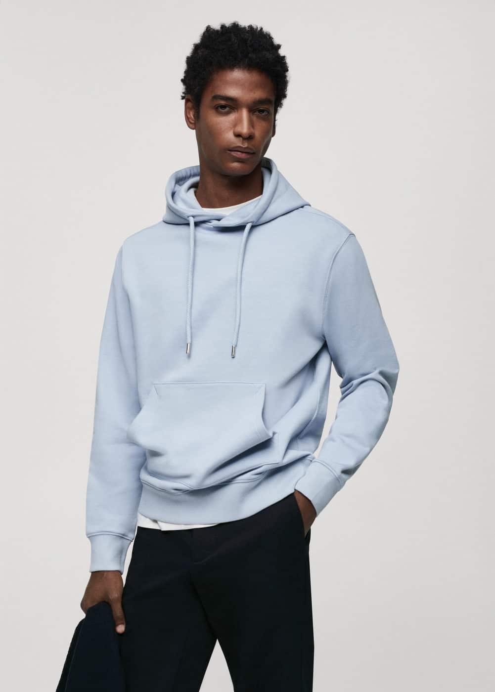 MANGO MAN - Hoodie cotton sweatshirt sky blueMen Product Image