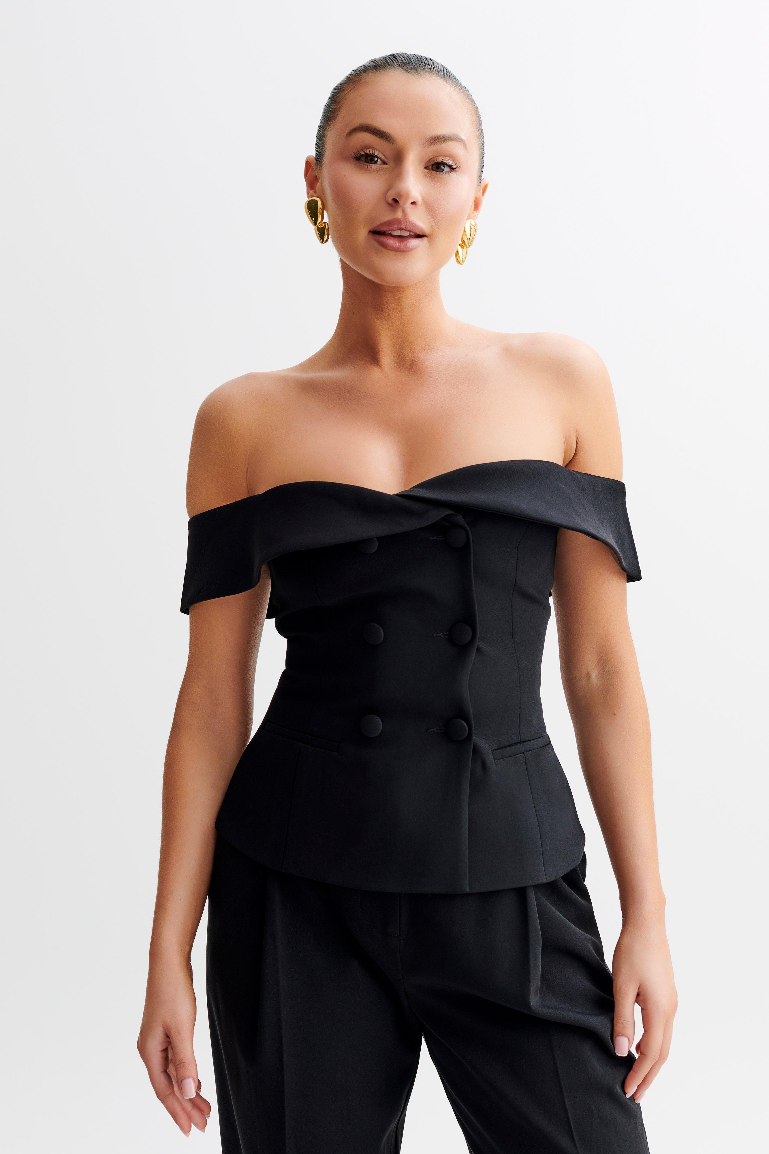 Krista Strapless Suiting Top - Black Product Image