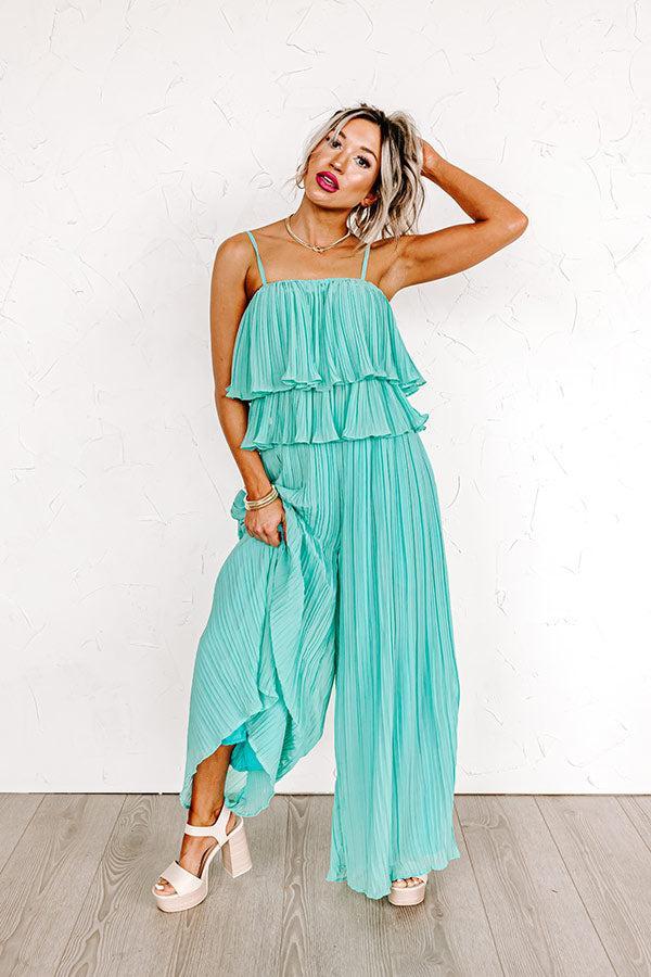 Visiting Italy Pleated Pants In Aqua Product Image