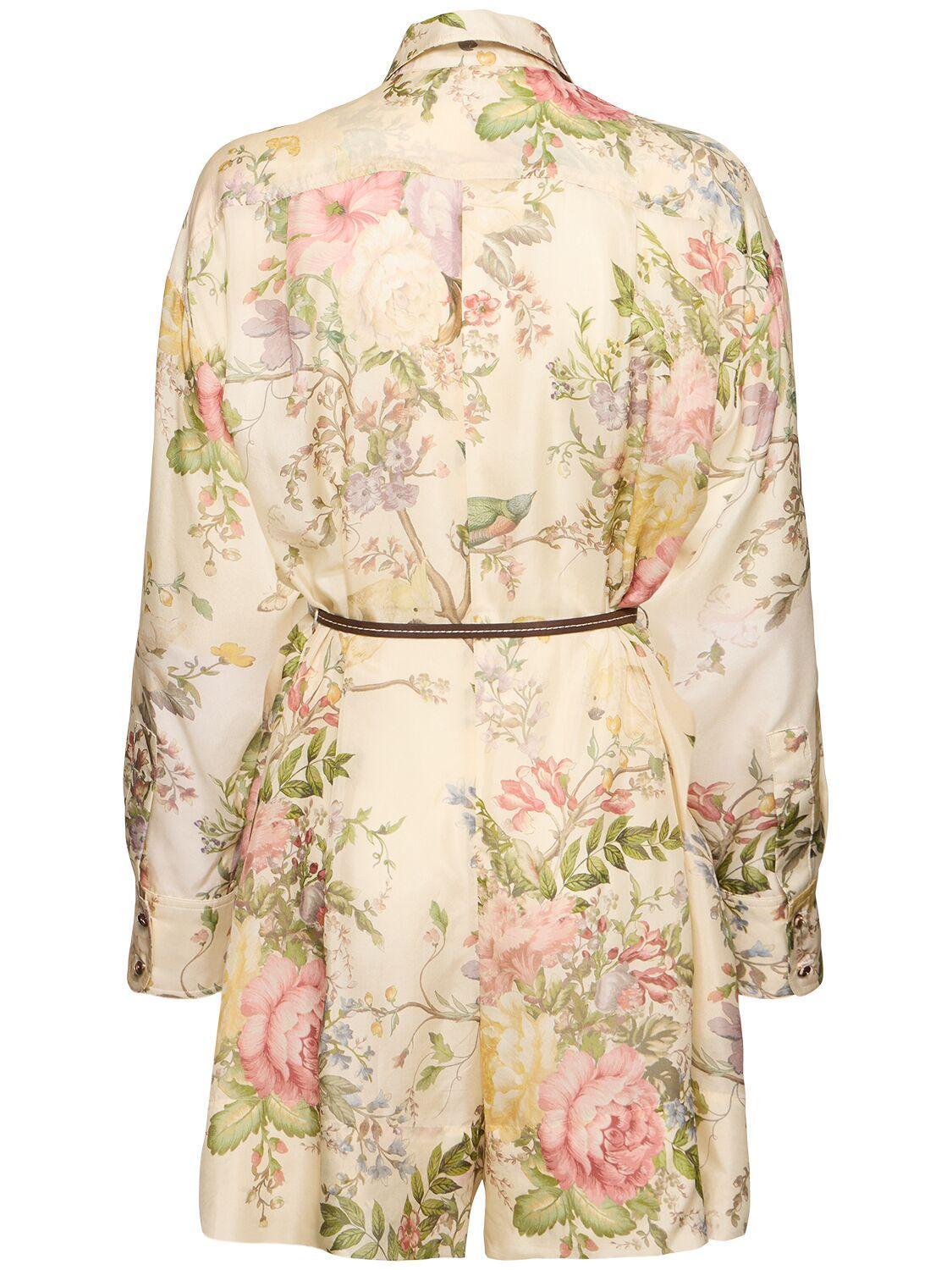 ZIMMERMANN Womens Cream Floral Waverly Floral-print Silk Playsuit In Cream,multi Product Image