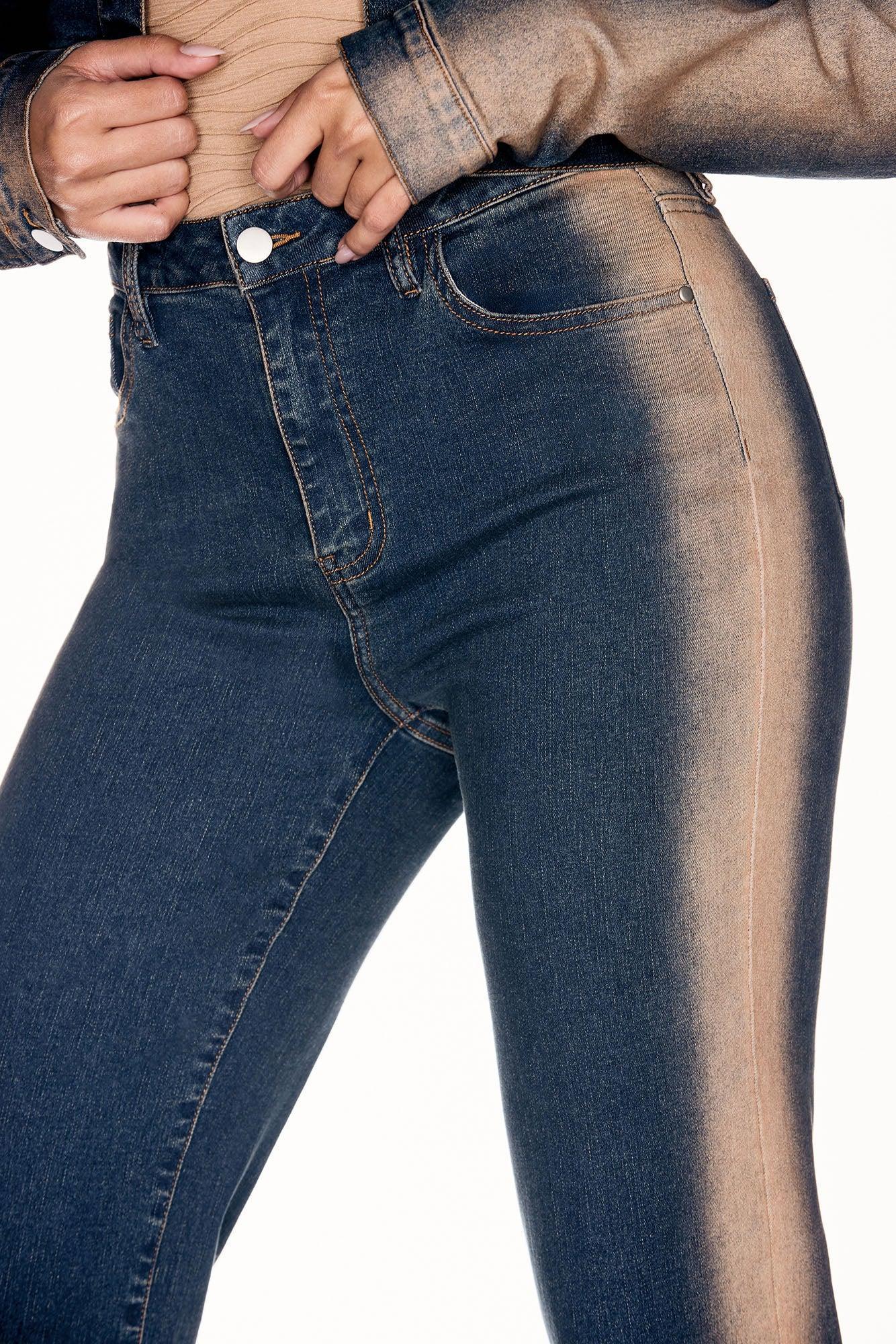 Sand Storm Tinted Stretch Straight Leg Jeans - Dark Wash Product Image