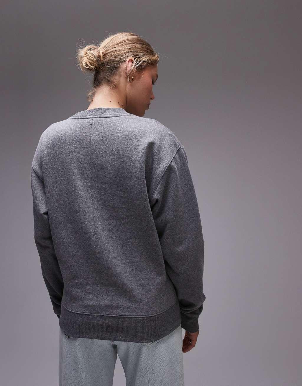 Topshop slim sweat in gray heather Product Image