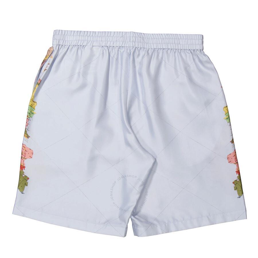 Pale Blue Bradeston Map-print Silk Shorts Product Image