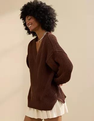 Aerie Beyond Chenille V-Neck Sweater Product Image