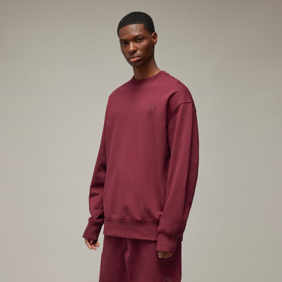 adidas Y-3 French Terry Crew Sweater Shadow Red M Mens Product Image