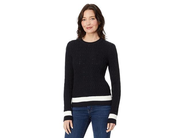 Tommy Hilfiger Crew Neck Cable Sweater (Sky Capt Multi) Women's Sweater Product Image