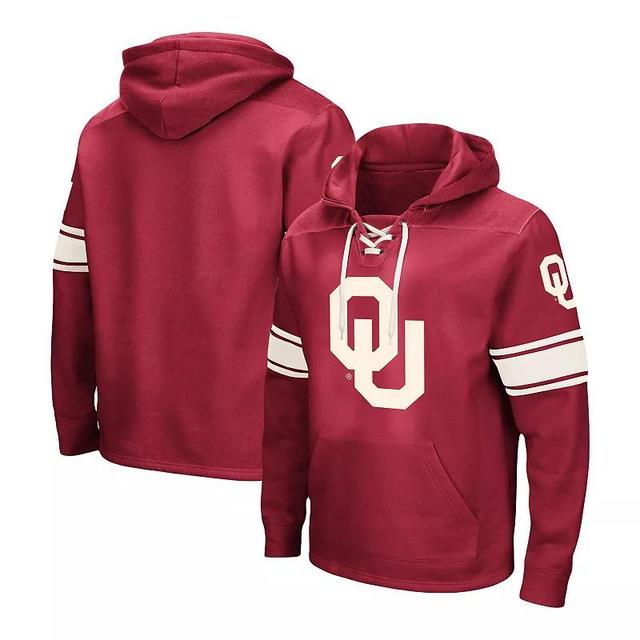 Mens Colosseum Crimson Oklahoma Sooners Big & Tall Hockey Lace-Up Pullover Hoodie Product Image