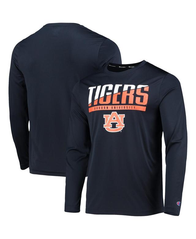 Mens Champion Navy Auburn Tigers Wordmark Slash Long Sleeve T-shirt Product Image