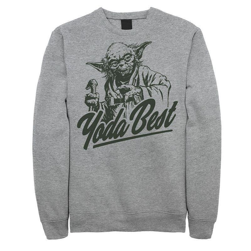 Mens Star Wars Yoda Best Outline Portrait Graphic Sweatshirt Athletic Grey Product Image