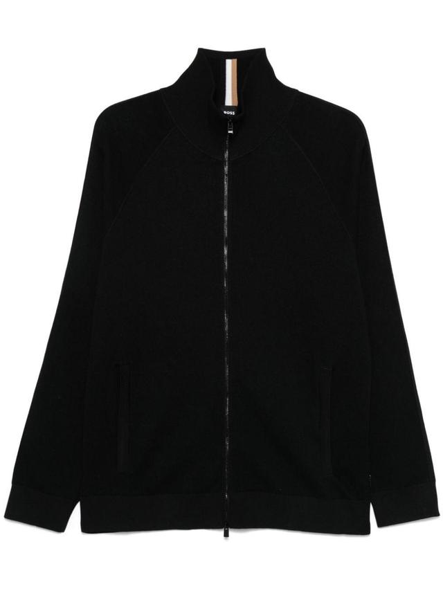 HUGO BOSS Zip Cardigan In Black Product Image