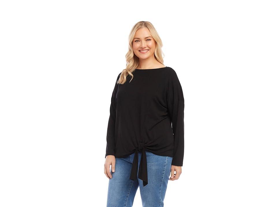 Karen Kane Plus Size Boatneck Tie Front Top Women's Clothing Product Image