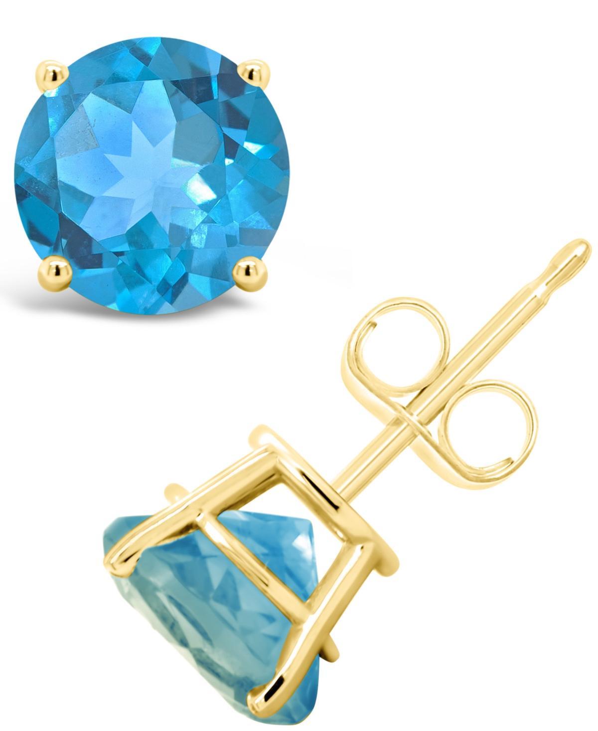 Celebration Gems 14k Gold Swiss Blue Topaz Stud Earrings, Womens Product Image