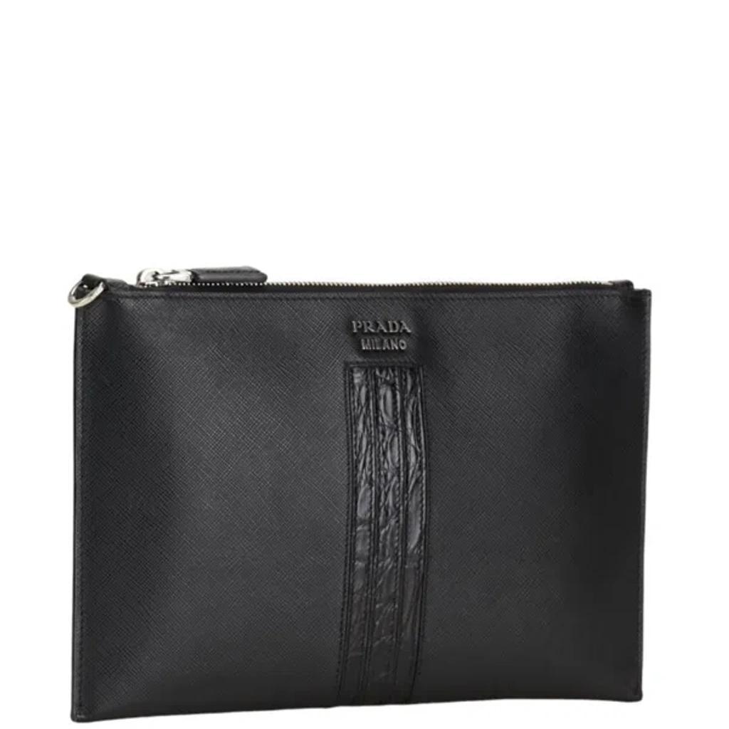 Saffiano Black Leather Clutch Bag () Product Image