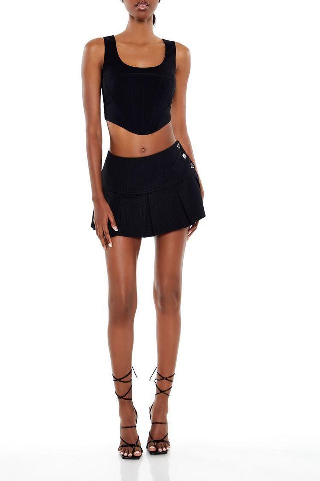 Striped Twill Pleated Mini Skirt | Forever 21 Product Image