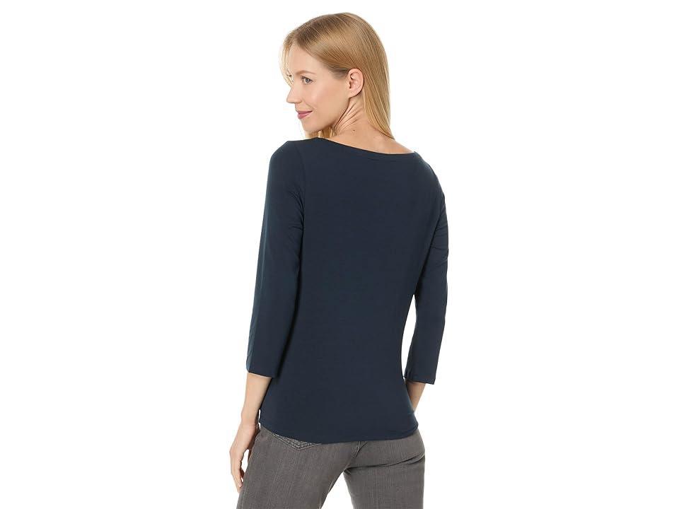 Eileen Fisher Bateau Neck Top (Deep Adriatic) Women's Short Sleeve Pullover Product Image