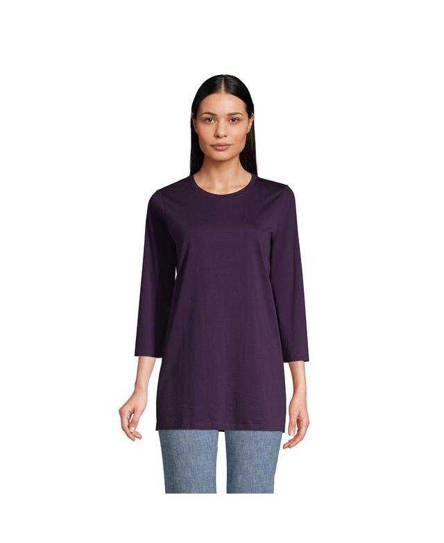 Petite Lands End 3/4-Sleeve Supima Cotton Crewneck Tunic, Womens Product Image