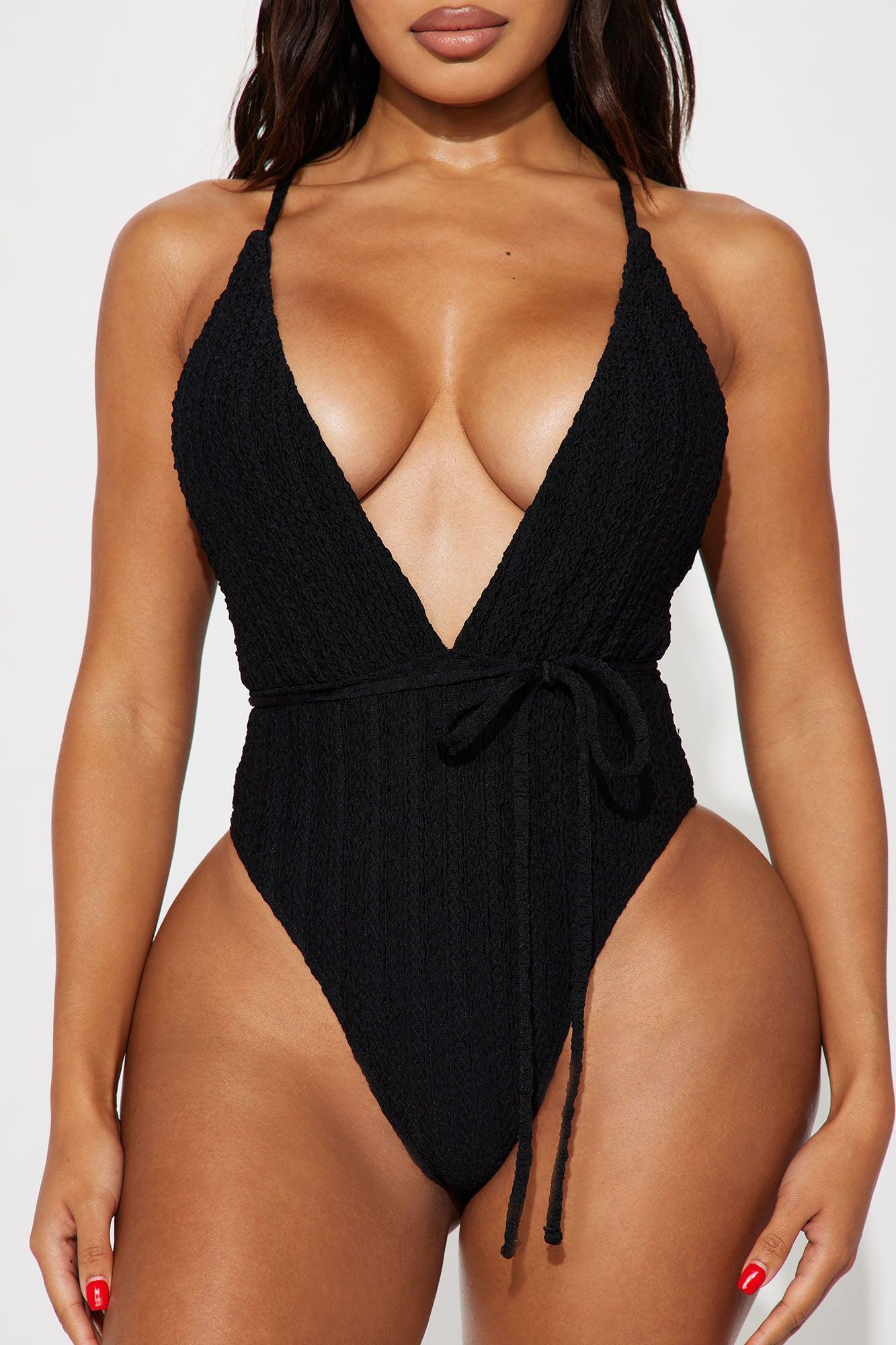 Summertime Drinks 1 Piece Swimsuit - Black Product Image