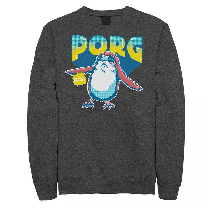 Mens Star Wars Porg Chewbacca Approved Comic Portrait Sweatshirt Athletic Grey Product Image