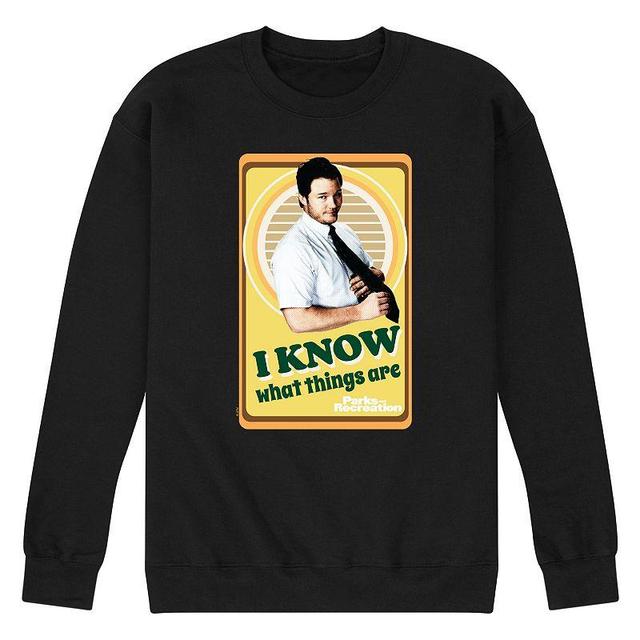 Mens Parks And Recs I Know What Things Fleece Sweatshirt Product Image