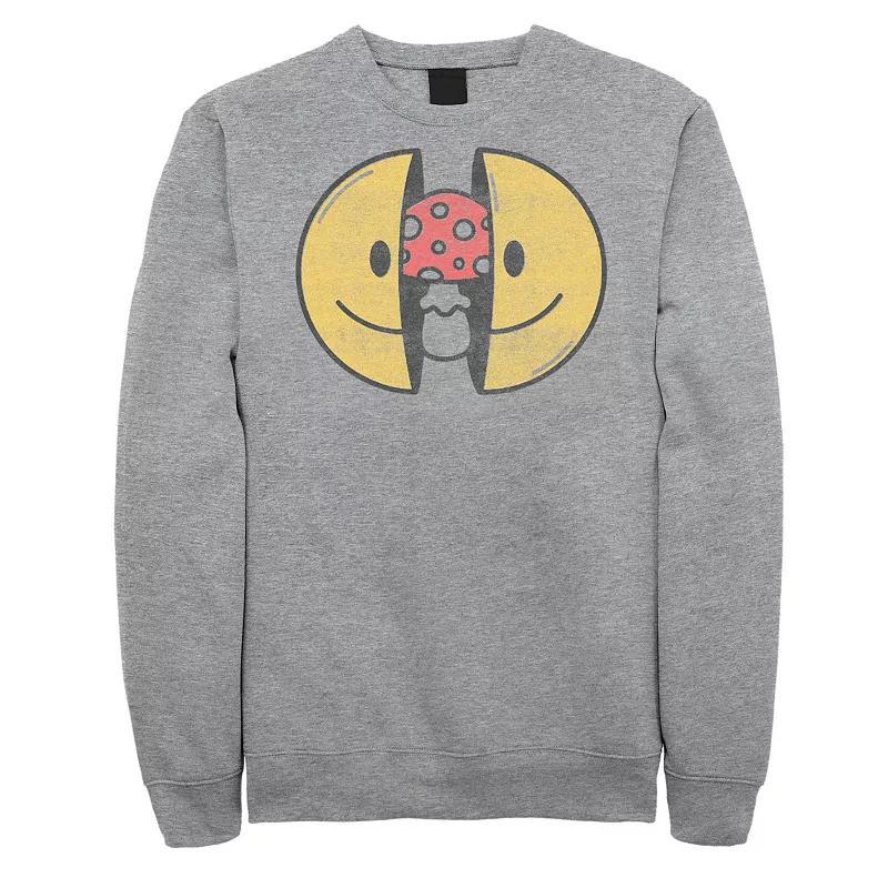 Big & Tall Smiley Face With Mushroom Inside Graphic Fleece, Mens Athletic Grey Product Image