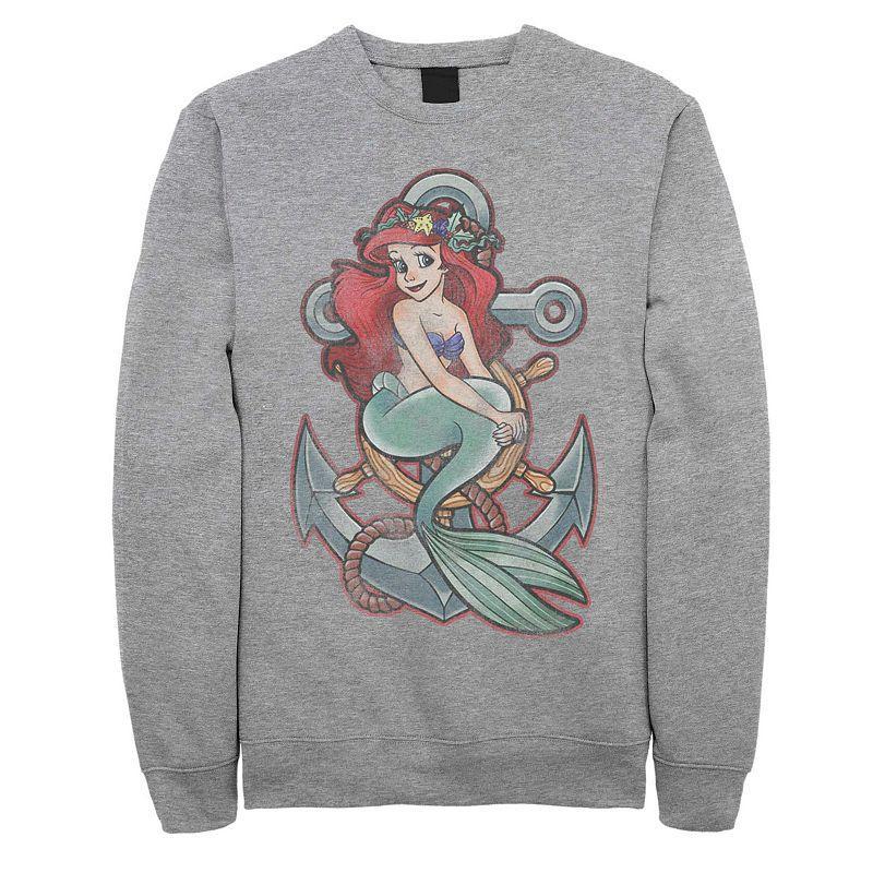 Mens Disney The Little Mermaid Ariel Anchor Portrait Fleece Med Grey Product Image